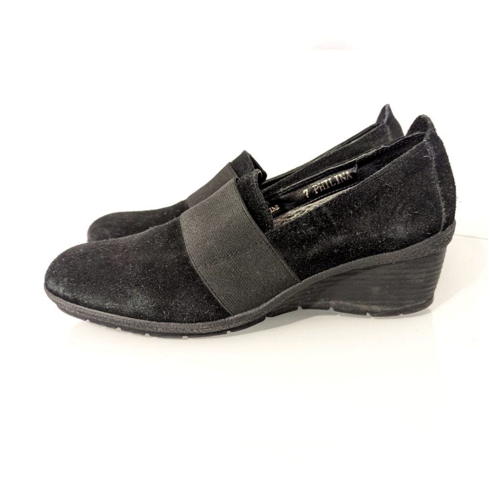 Valdini black suede wedges 7